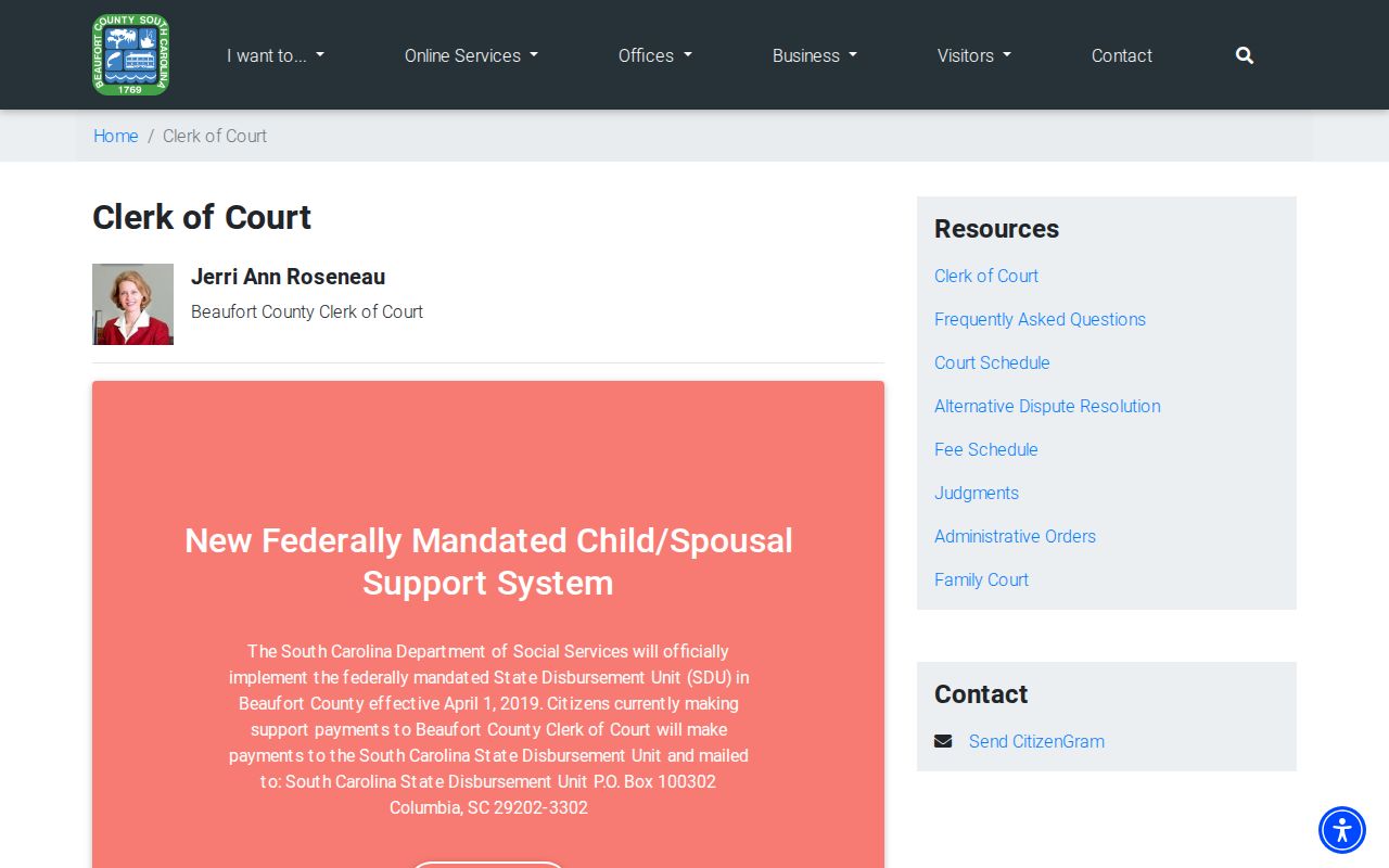 Beaufort County criminal history Clerk of Court information