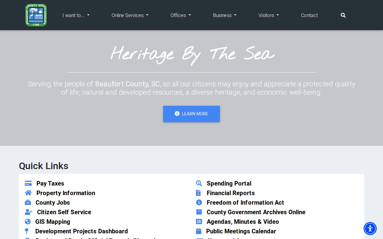Beaufort County criminal history government records entry page